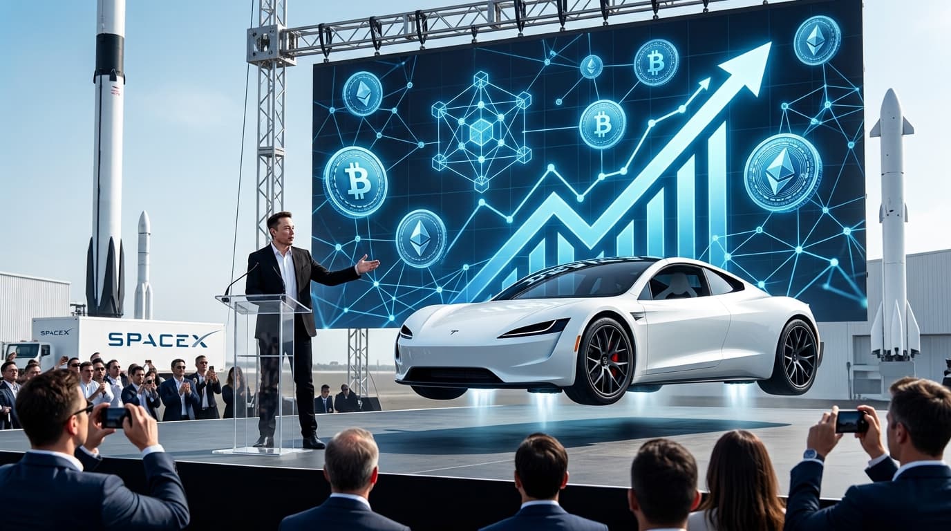 Tesla Crypto Trading Spikes After Elon Musk Showcases SpaceX-Powered Roadster
