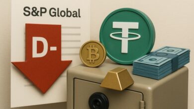 Tether USDT reserve strategy and S&P downgrade illustration